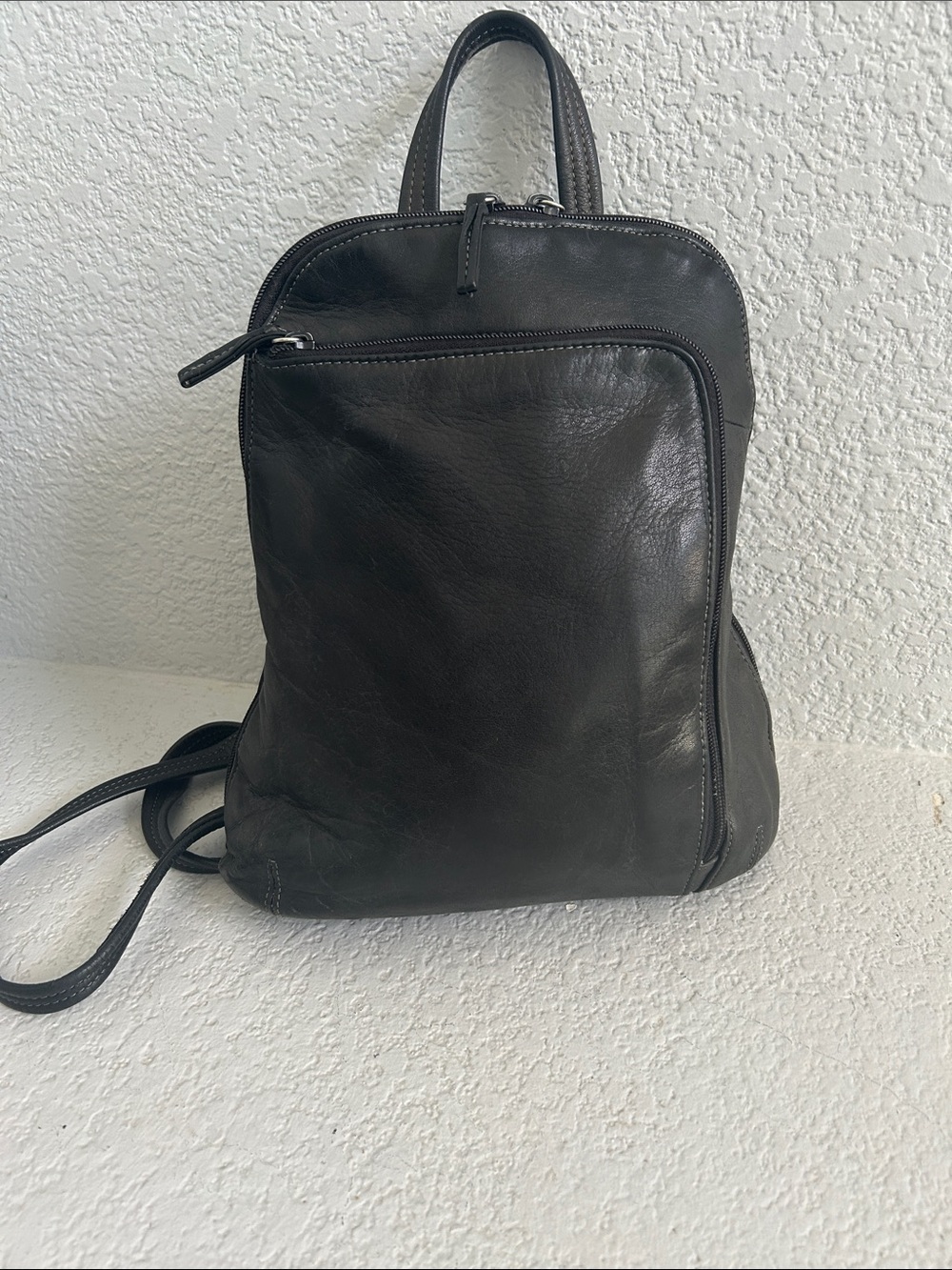 Tignanello Black Leather Backpack Sling